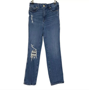 Good American Good Curve Straight Jeans High Rise Distressed Denim 27